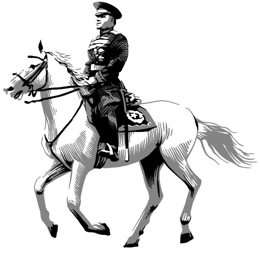 Стилизованное изображение Г.К. Жукова на белом коне